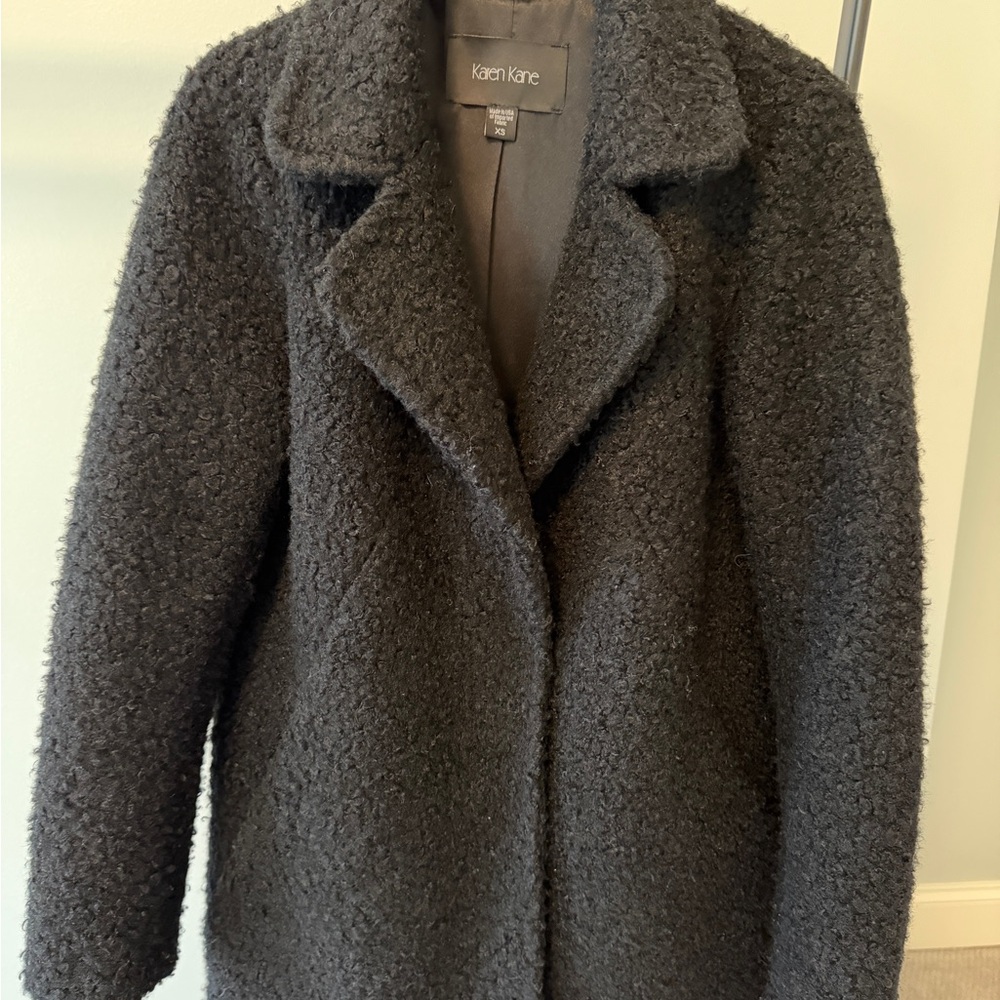 Women's Black Textured Coat